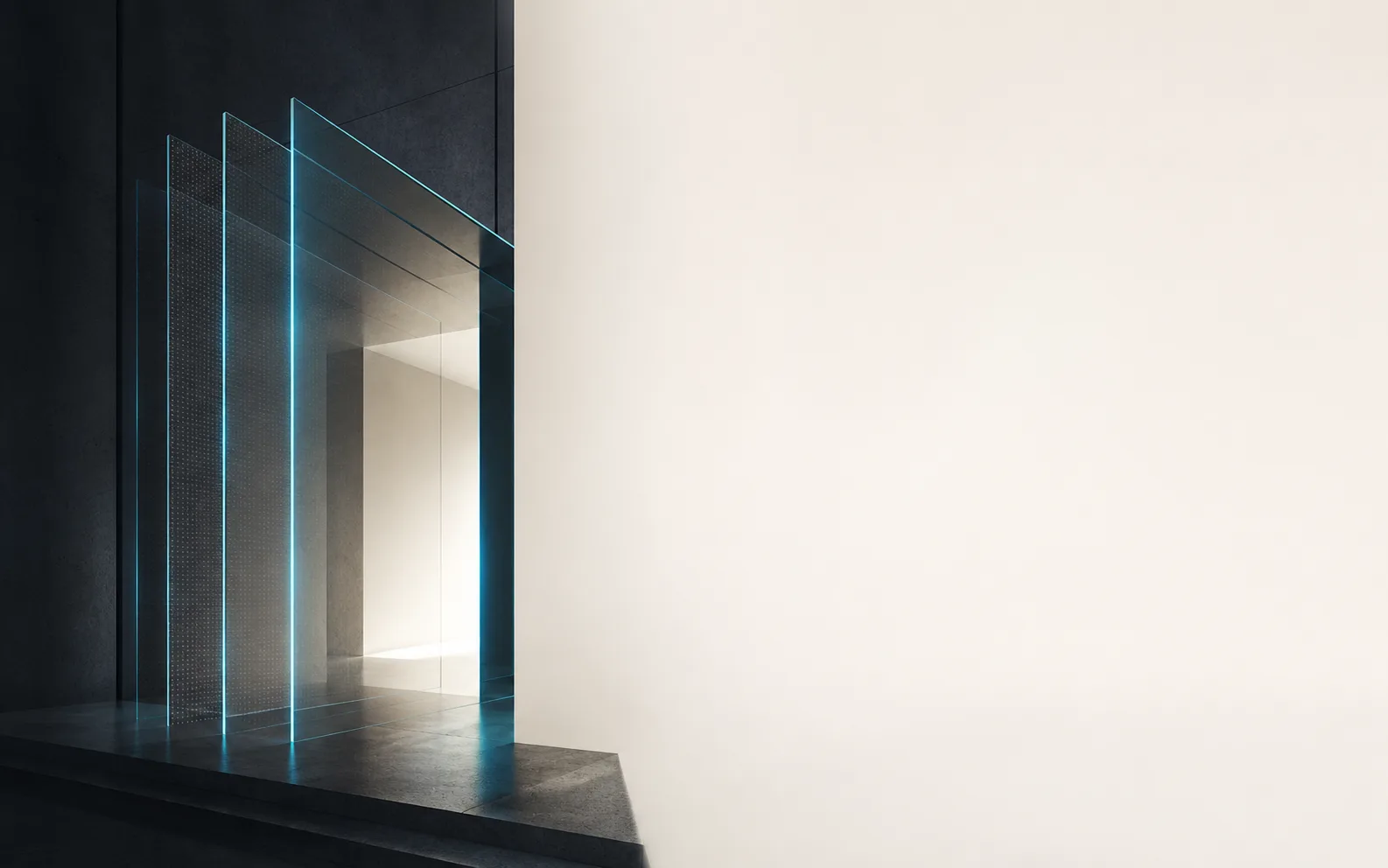 Abstrakte, sichere IT-Infrastruktur mit Lichtlinien